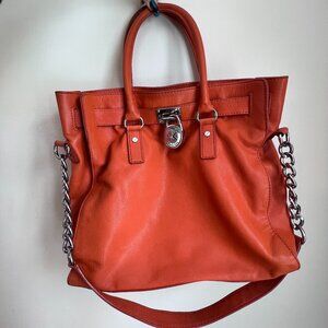 Michael Kors Orange Leather Hobo with Silver Hardware